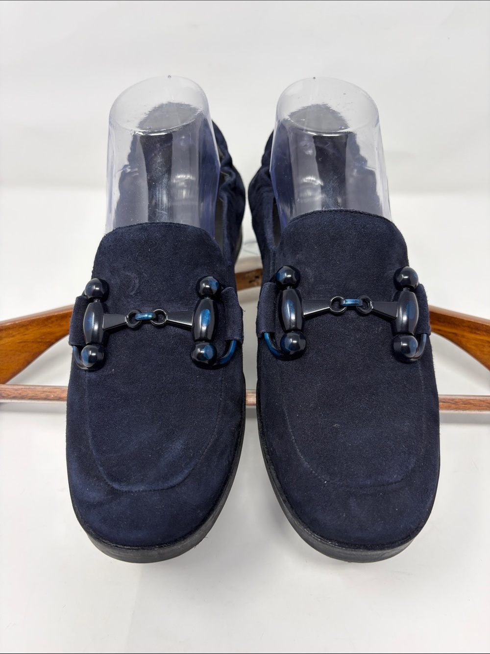 Softwaves Navy Suede Horsebit Loafers Size 8.5 Excellent Condition